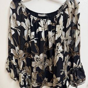 Alice + Olivia Black and White Floral Blouse